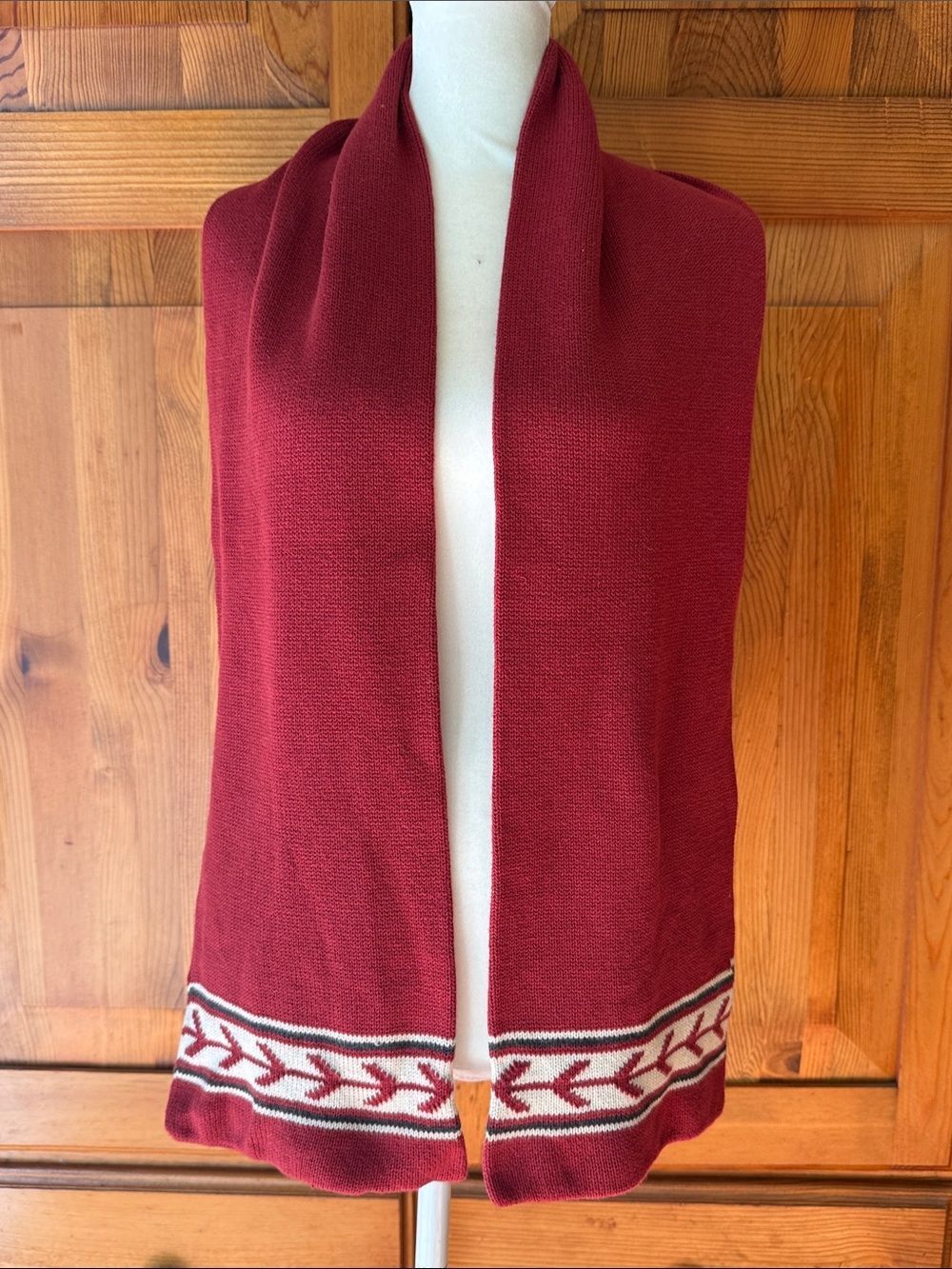 Classic Burgundy Open-Front Women's Sweater Wrap